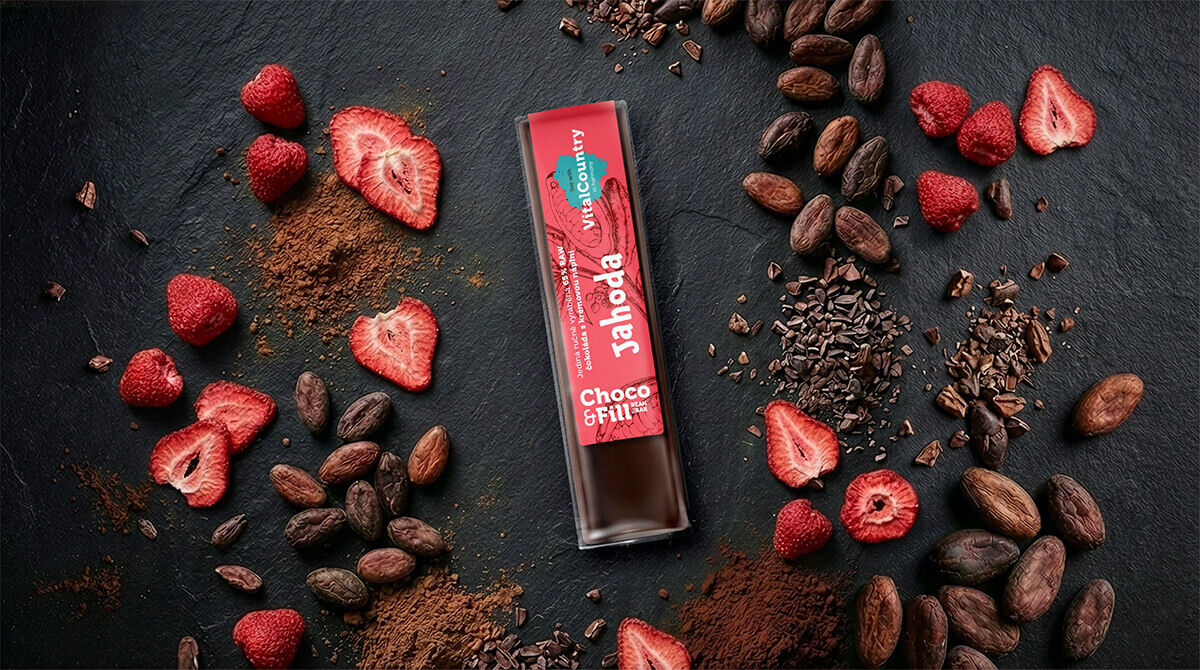 RAW plněná čokoláda jahoda 30 g Vital Country